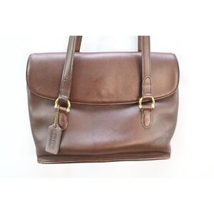 Vintage Coach Brown Leather Equestrian Flap Shopper Purse A8B-9808 Handbag